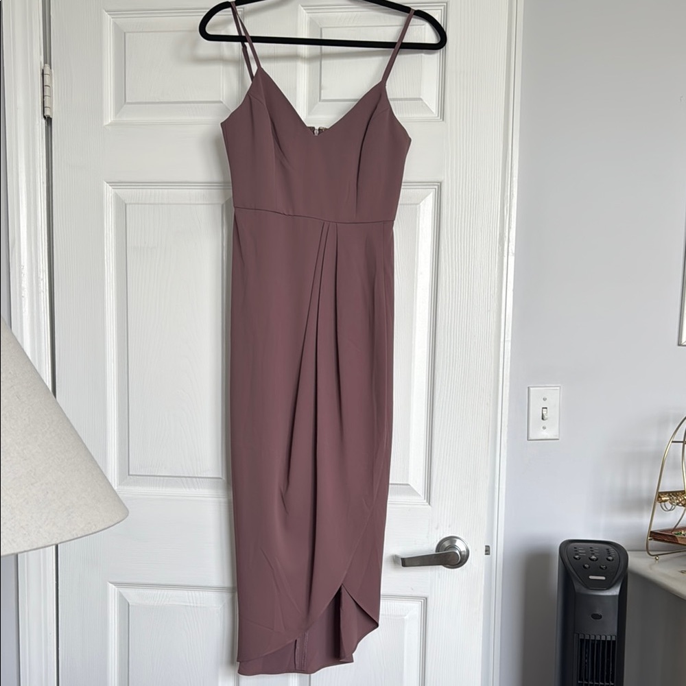 Lulu's Purple Sheath Spaghetti Strap Midi Dress
